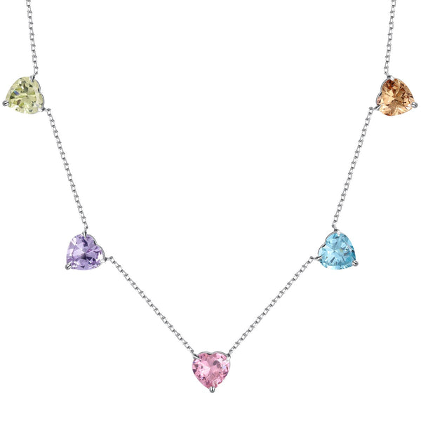 <MAGIC>Sparkling Colorful Heart Cut Necklace
