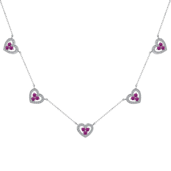 <MAGIC>Sparkling Five Heart Necklace