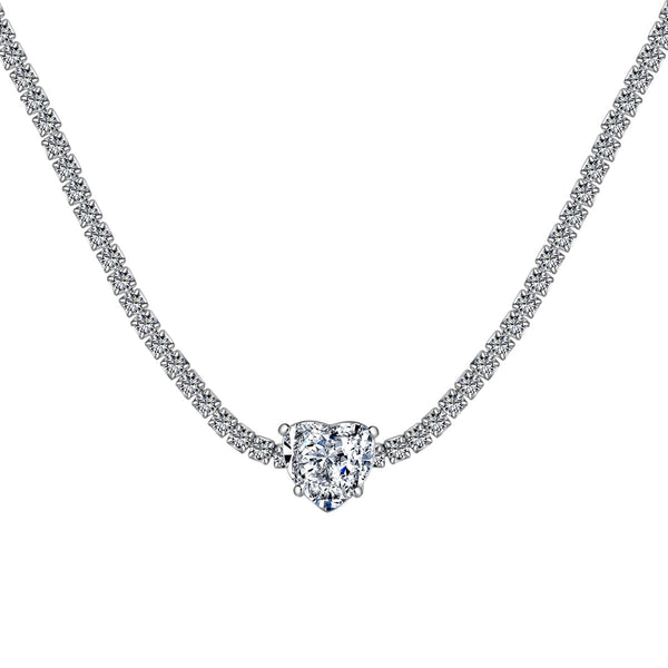 <MAGIC>2.0 Carat Sparkling Tennis Heart Cut Necklace